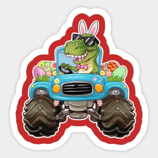 Easter Monster Truck - funny dinsoaur trucker Sticker